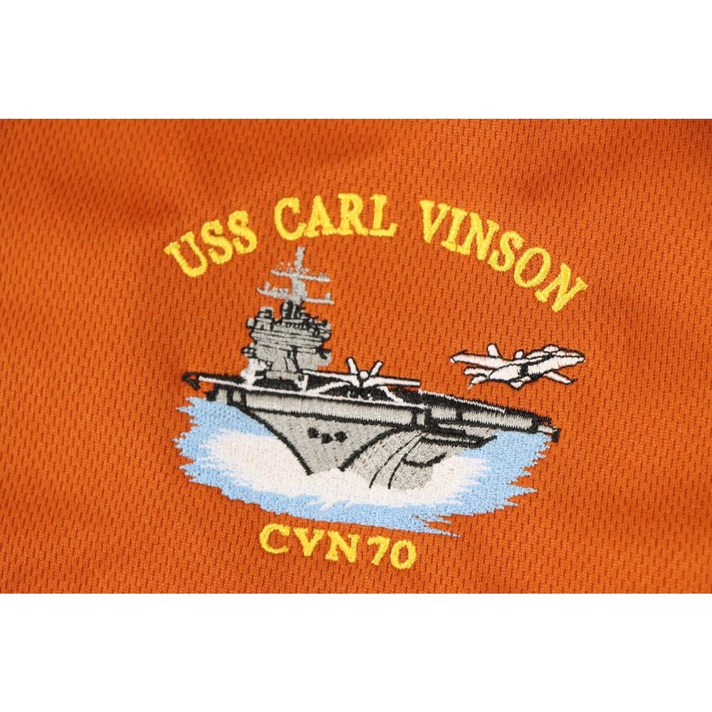 Sport-Tek USS‎ Carl Vinson CVN-70 Polo Shirt Mens L Orange Military Navy NWOT - Picture 3 of 3
